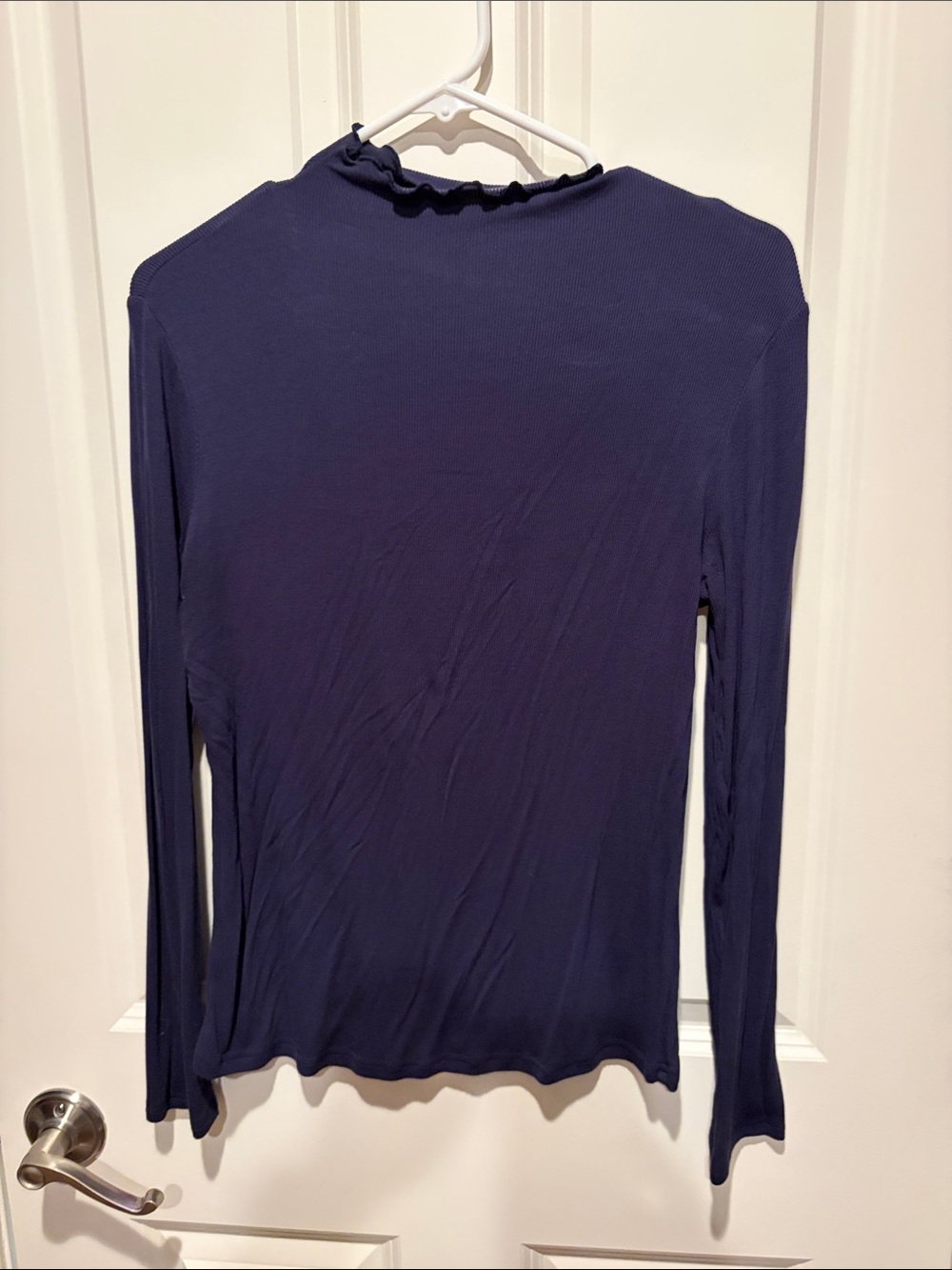 Long Sleeve Navy Mock Neck Top